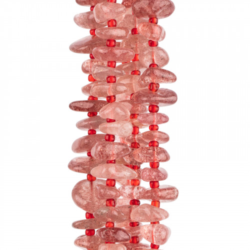 Strawberry Quartz Rondelle Irregular Tumbled Stone 8-13mm