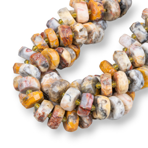 Picasso Jasper Yellow Rondelle Irregular Faceted 13-16mm
