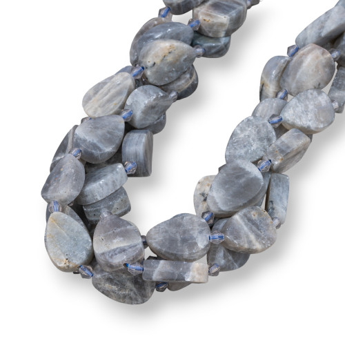 Goutte Plate Satin Gris Labradorite (Mat) 12-18mm