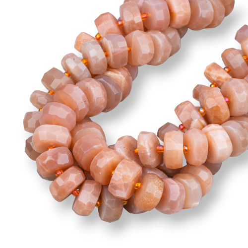 Pink Moonstone Rondelle Irregular Faceted 14-16mm