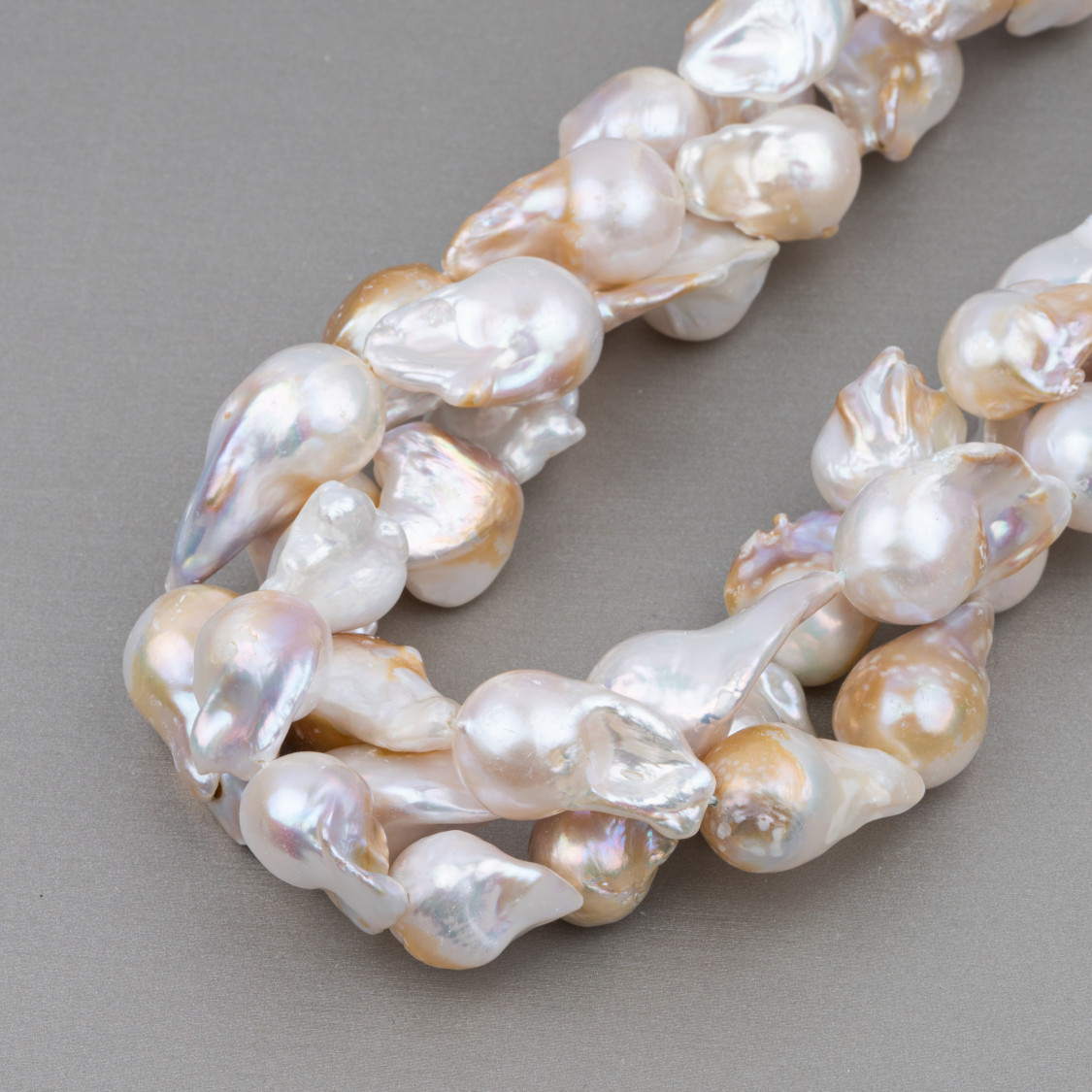 Perle Di Fiume Barocche A Goccia (ALJ) 90-100gr Bianco E Bronzo