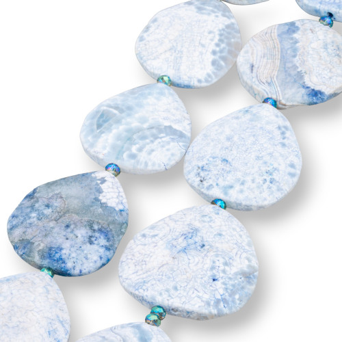 Agate Fire Plate Faceted Plate 45x50mm Blue