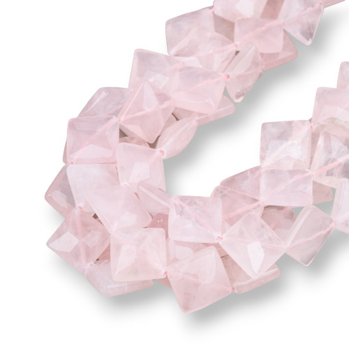 Rose Quartz Flat Rhombus Faceted 14mm