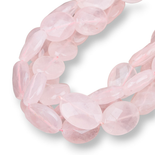 Rose Quartz Oval Flat Faceted 12x18mm Transparent