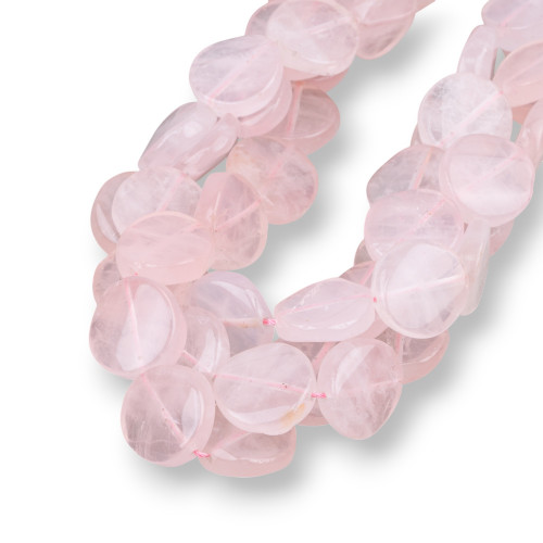 Rose Quartz Round Flat Smooth Twist 16mm Transparent