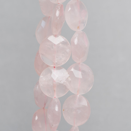 Ροζ Χαλαζίας Στρογγυλό Επίπεδο 25mm 12τμχ Διαφανές