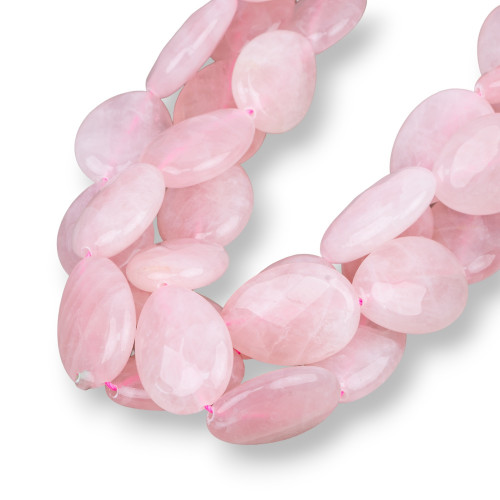 Rose Quartz Flat Drops Faceted 20x30mm