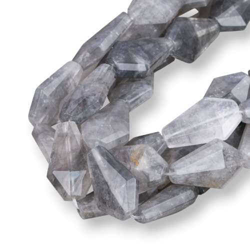 Faceted Kite Grey Quartz 18x28mm