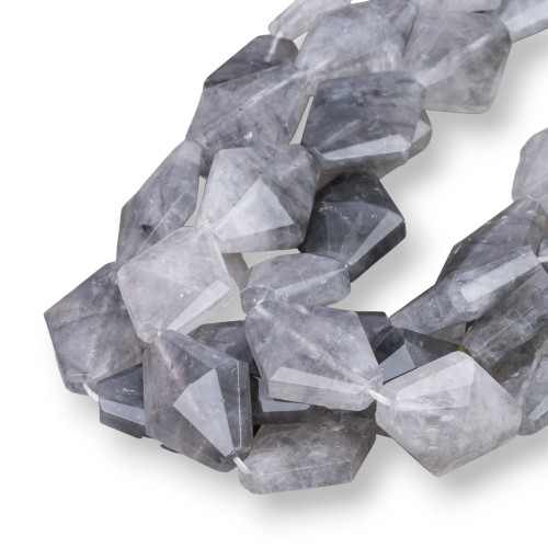 Faceted Kite Grey Quartz 20x25mm