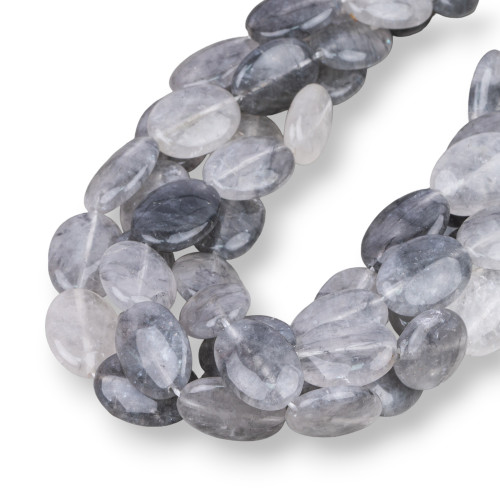 Flat Oval Gray Quartz 13x18mm