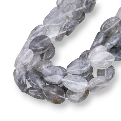 Gray Quartz Oval Flat Wavy 13x18mm