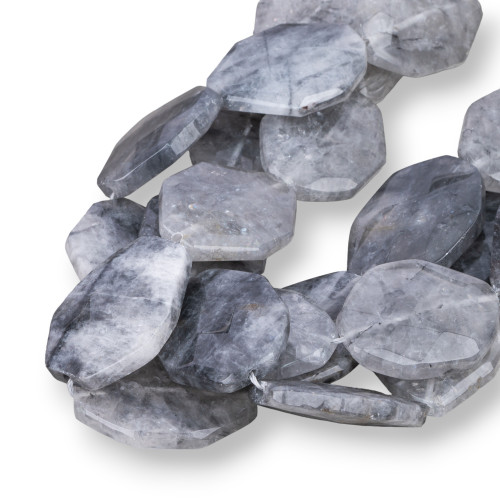 Gray Quartz Irregular Flat Faceted 25x35mm MOD2