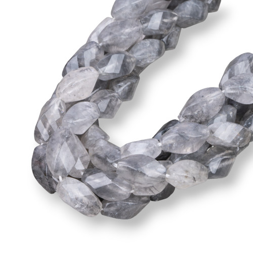 Rice Gray Quartz Wavy Faceted 10x20mm