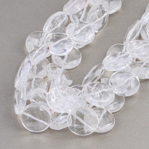 Round Flat Faceted Rock Crystal 18mm