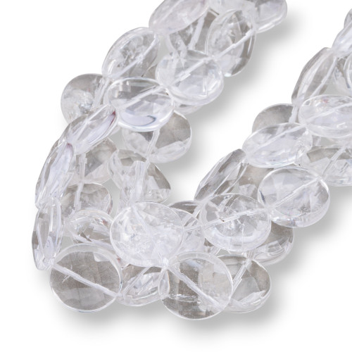 Round Flat Faceted Rock Crystal 18mm