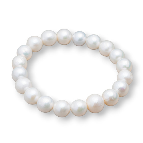 Baroque Round River Pearl Stretch Bracelets with Spots 11-12mm