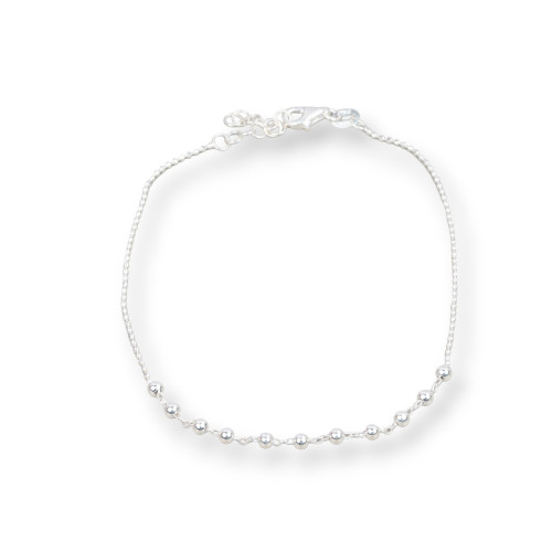 925 Silver Anklet With Diamond Chain And Dots 3mm Length 22cm 3cm Silver Plated