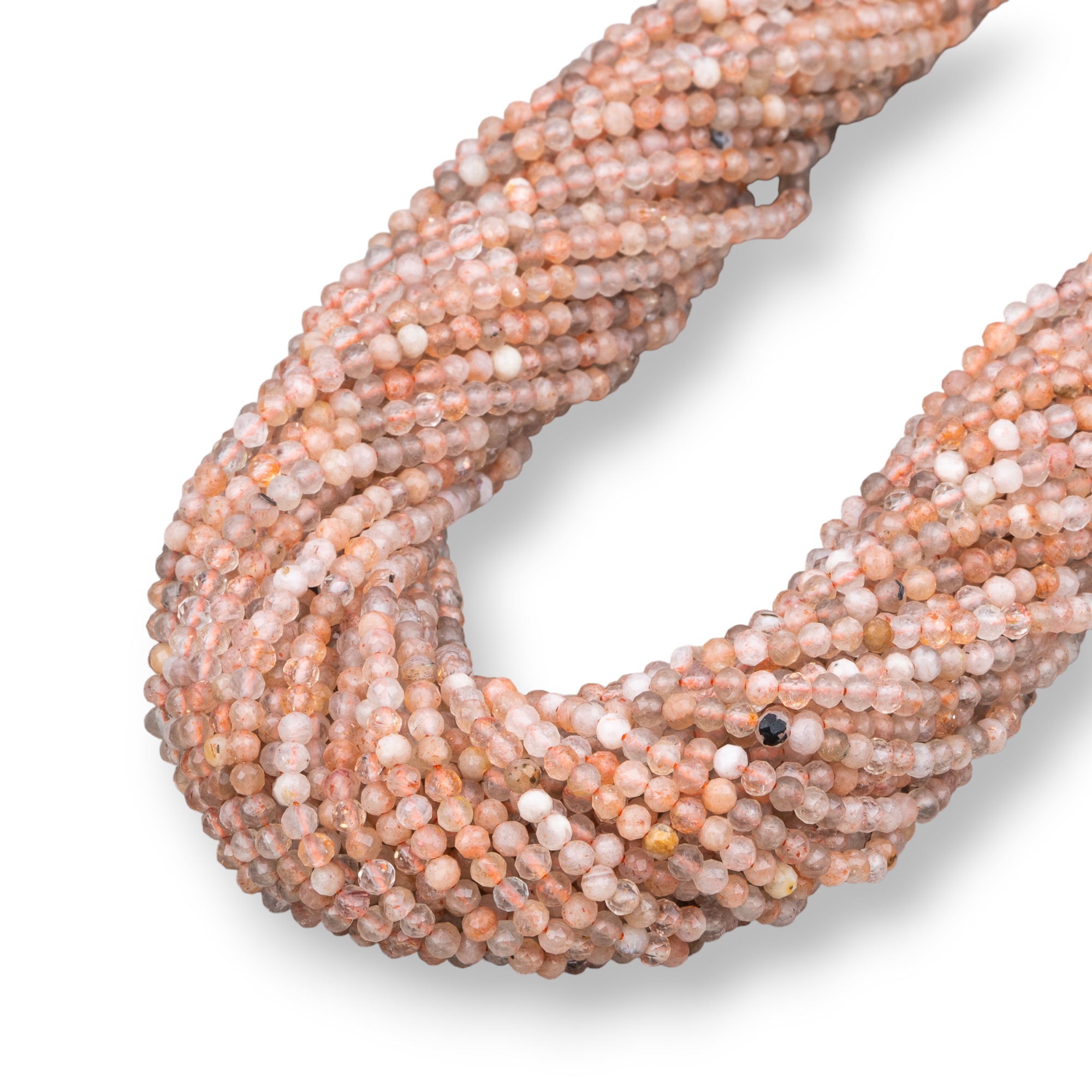 Pietra Di Luna Rosa Perlina Tonda Sfaccettata Diamond Cut 2,5mm