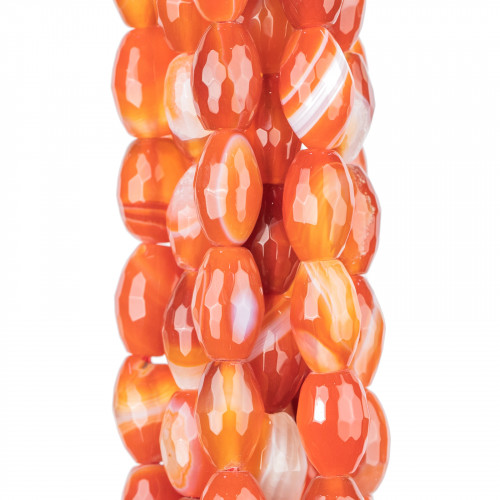 Red Carnelian Rice Faceted 08x12mm Striated