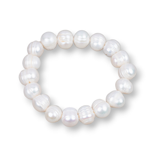 Bracciale Di Perle Di Fiume 11mm Bianco Rigato