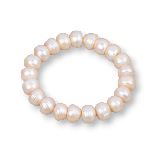 Elastic Bracelet of Cipollina River Pearls Striped 10-11mm Pink