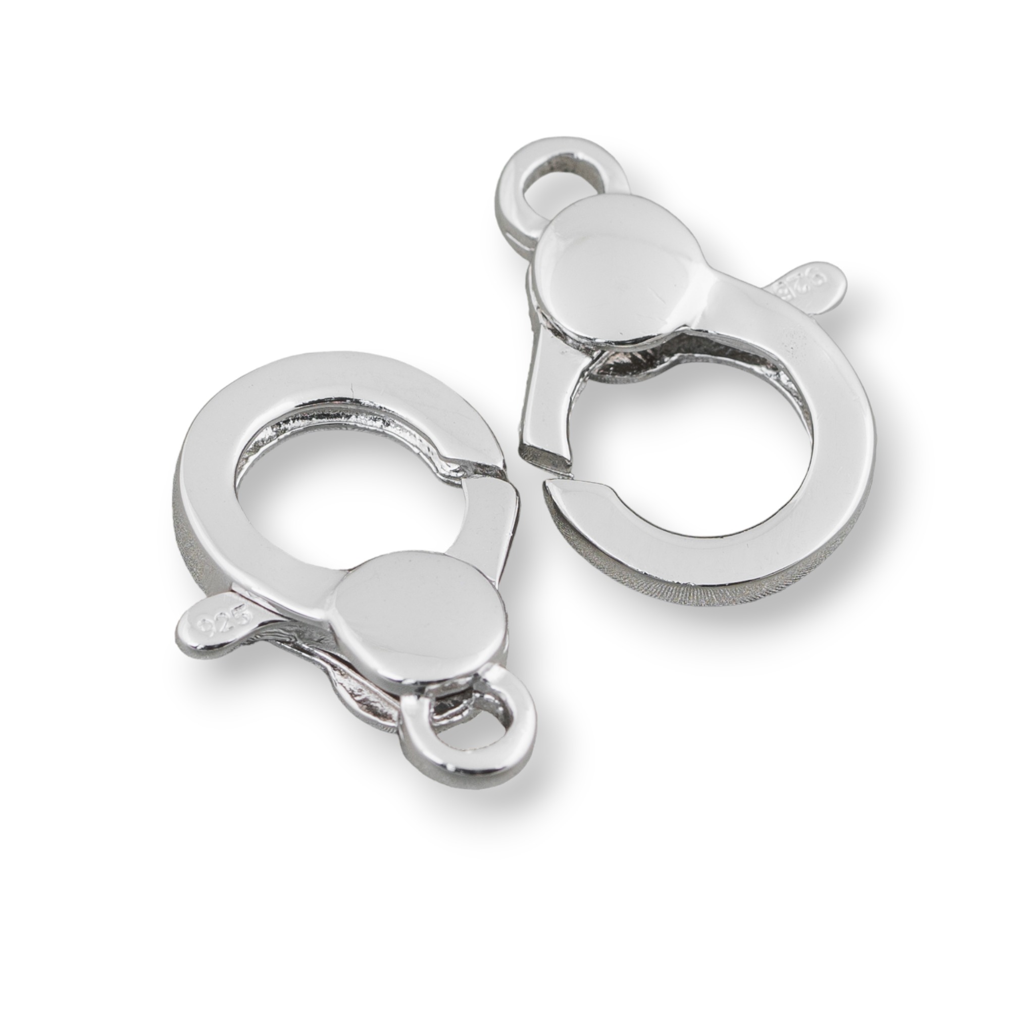 Chiusura Di Argento 925 A Moschettone A Scatto 14x20mm 3pz Rodiato