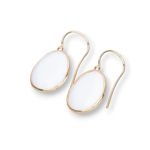 Pendientes de bronce con cierre de palanca y borde de mango en forma de ojo de gato, 14x30 mm, 1 par, blanco