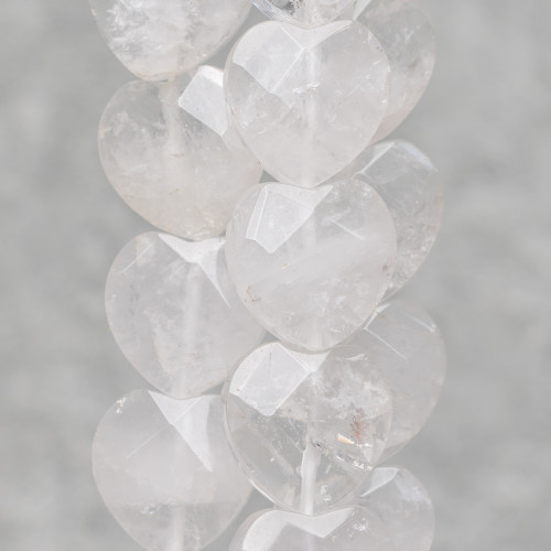 Rock Crystal Flat Faceted Heart 20mm Raw