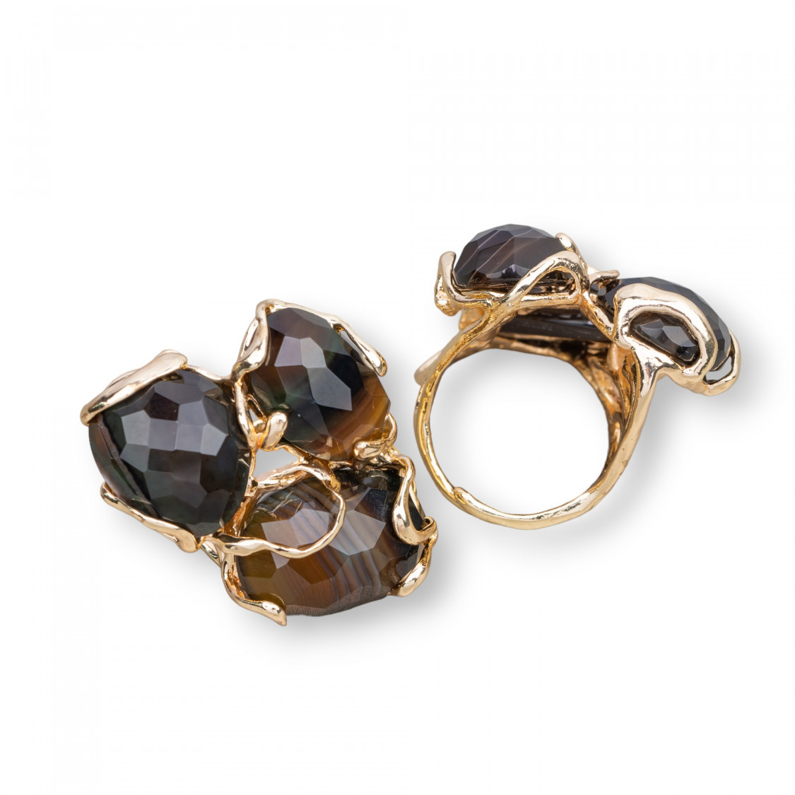 Anello con sales pietra marrone