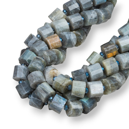 Gray Labradorite Cylinder Prism Faceted 12x9mm