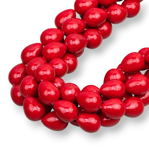 Majorca Red Drops Briolette Pearls 10x13mm