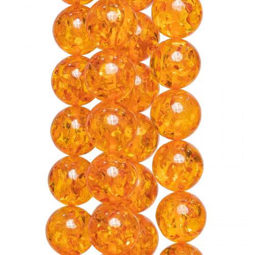 Resin Imitation of Dark Amber Smooth Round 12mm