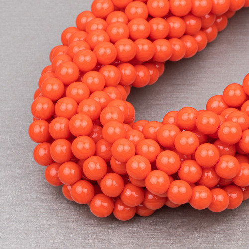 Smooth Round Orange Coral Imitation Resin 06mm