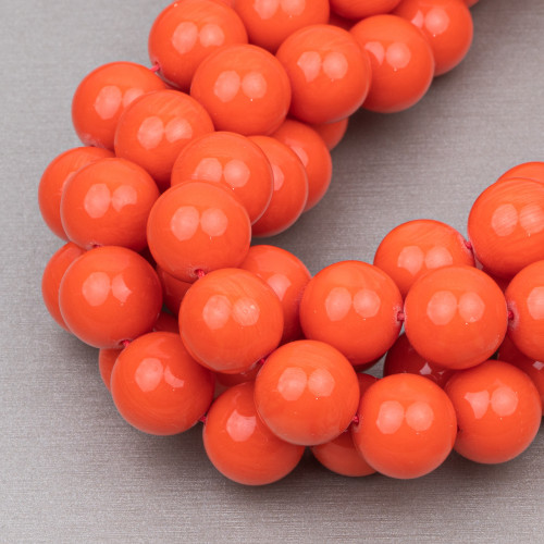 Smooth Round Orange Coral Imitation Resin 10mm