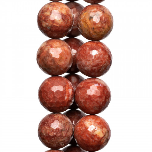 Faceted Light Red Jasper 20mm