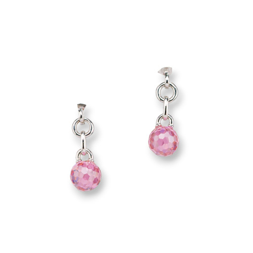 Boucles d'oreilles à tige en argent 925 avec cristaux CZ boule