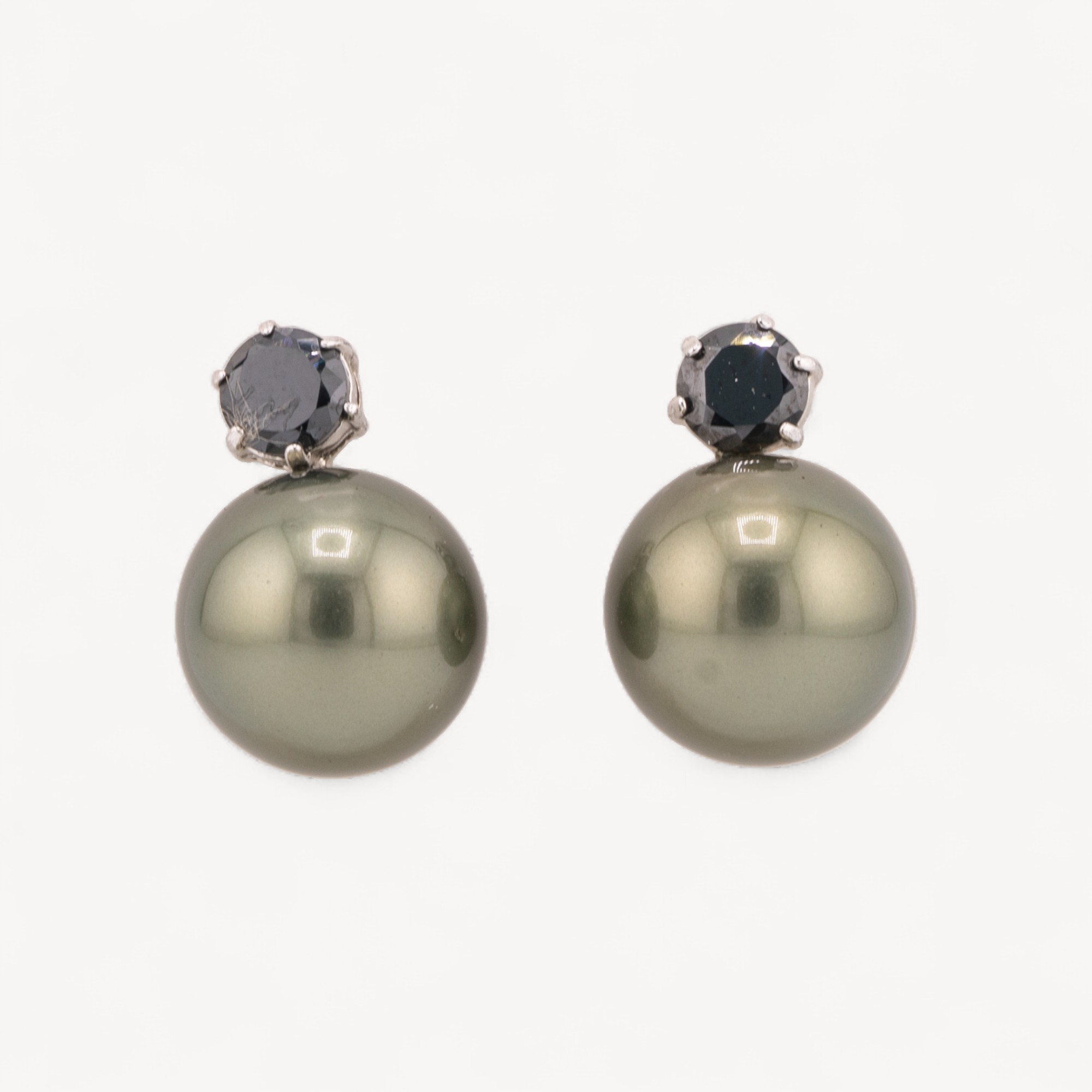Orecchini Di Argento 925 Perno Con Zirconi E Perle Di Maiorca 14x22mm