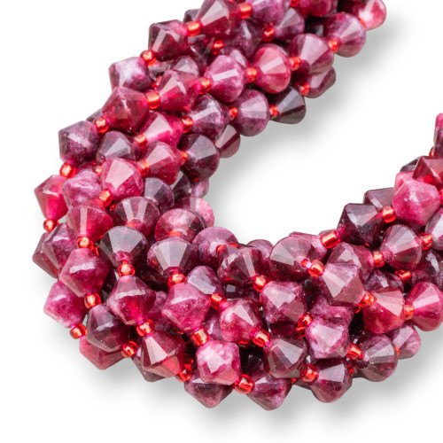 Faceted Bicone Rubellite Jade 8mm