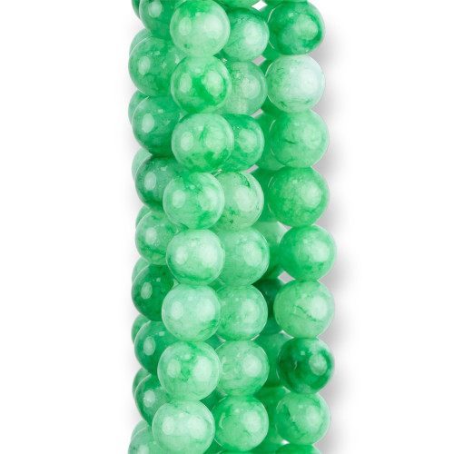 Colored Jadeite Jade Economic Line Smooth Round 06mm Light Green Variegated