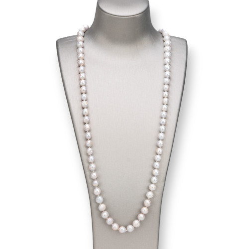Collier Charleston De Perles De Rivière Baroques Nouées 90cm Argent