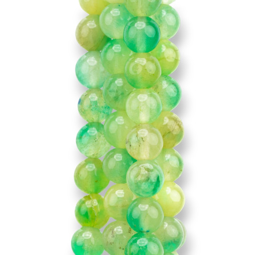 Colored Jadeite Jade Economic Line Smooth Round 08mm Light Green Mix