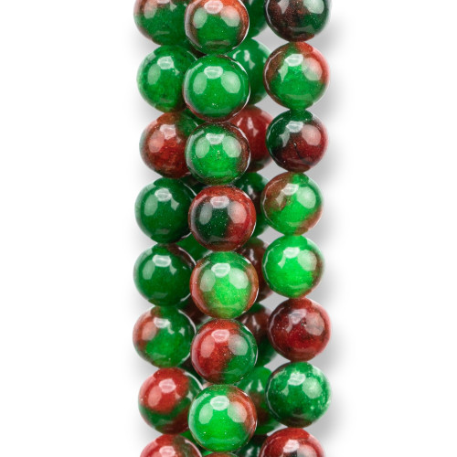 Giada Giadeite Colorata Linea Economica Tondo Liscio 08mm Verde Smeraldo Floreale Rosso