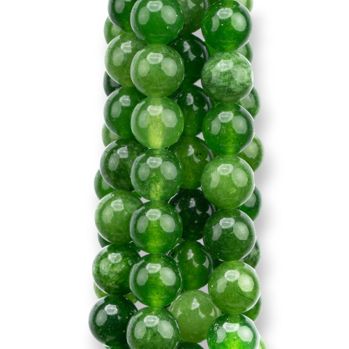 Colored Jadeite Jade Economic Line Smooth Round 08mm Emerald Green Mix