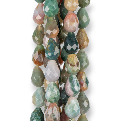 Indian Agate Faceted Briolette Drops 10x14mm