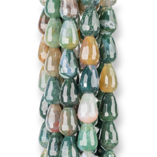 Indian Agate Faceted Briolette Drops 13x18mm