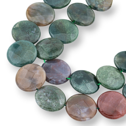 Indian Agate Round Flat Faceted 25mm