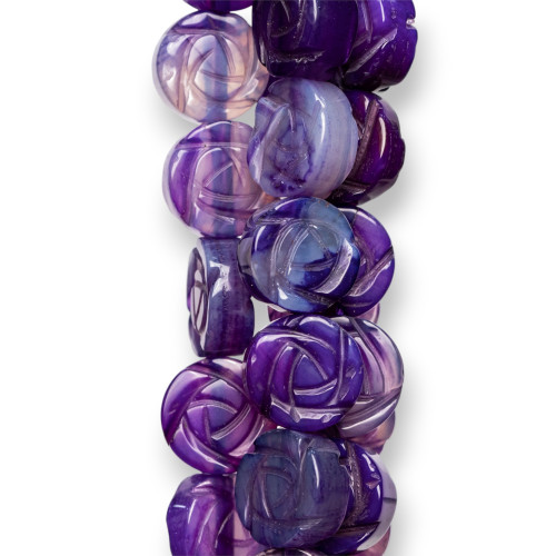 Agata Viola Fiore Inciso 18mm