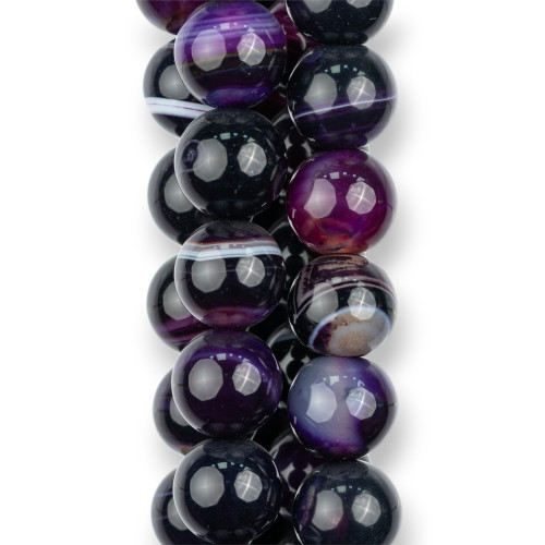 Purple Agate Striated Round Smooth 16mm Dark