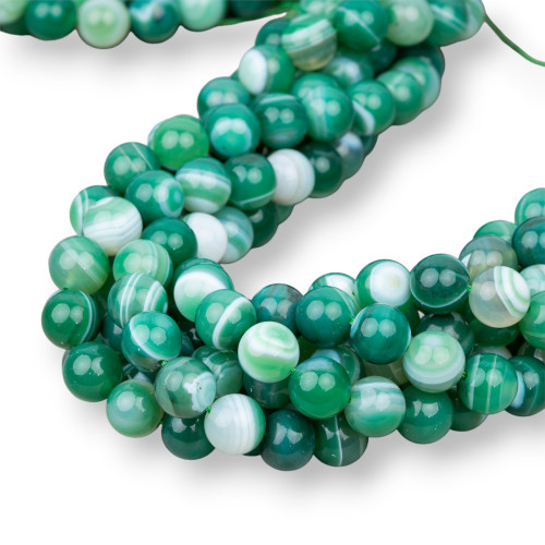 Green Striped Agate Smooth Round 18mm