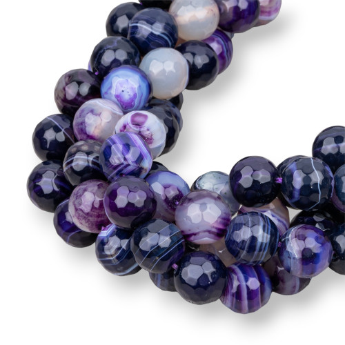 Striped Purple Agate Faceted 18mm